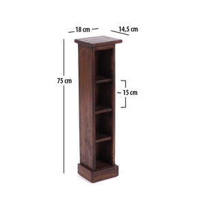 HOLZ CD REGAL TOWER | 75cm, Holzregal, Buch CD Rack mit 4 Fächern