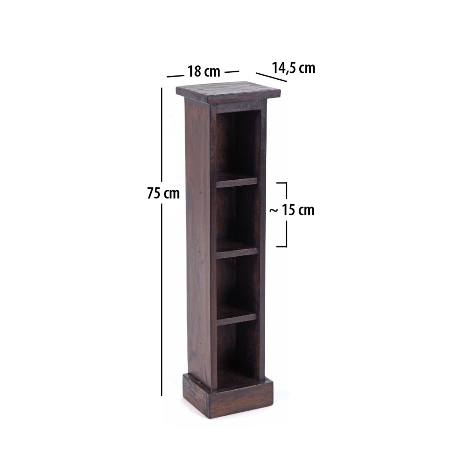 HOLZ CD REGAL TOWER | 75cm, Holzregal, Buch CD Rack mit 4 Fächern