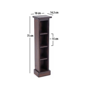 HOLZ CD REGAL TOWER | 75cm, Holzregal, Buch CD Rack mit 4 Fächern