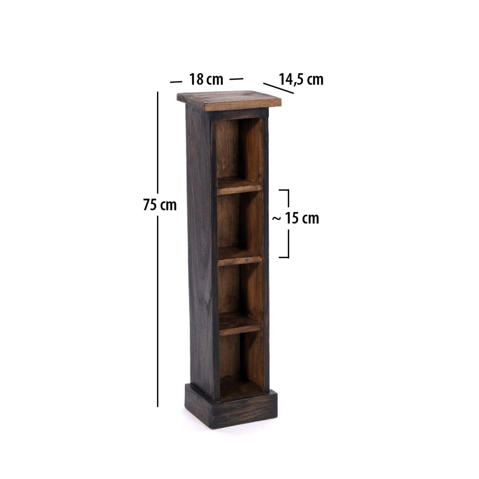 HOLZ CD REGAL TOWER | 75cm, Holzregal, Buch CD Rack mit 4 Fächern
