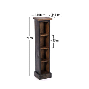 HOLZ CD REGAL TOWER | 75cm, Holzregal, Buch CD Rack mit 4 Fächern