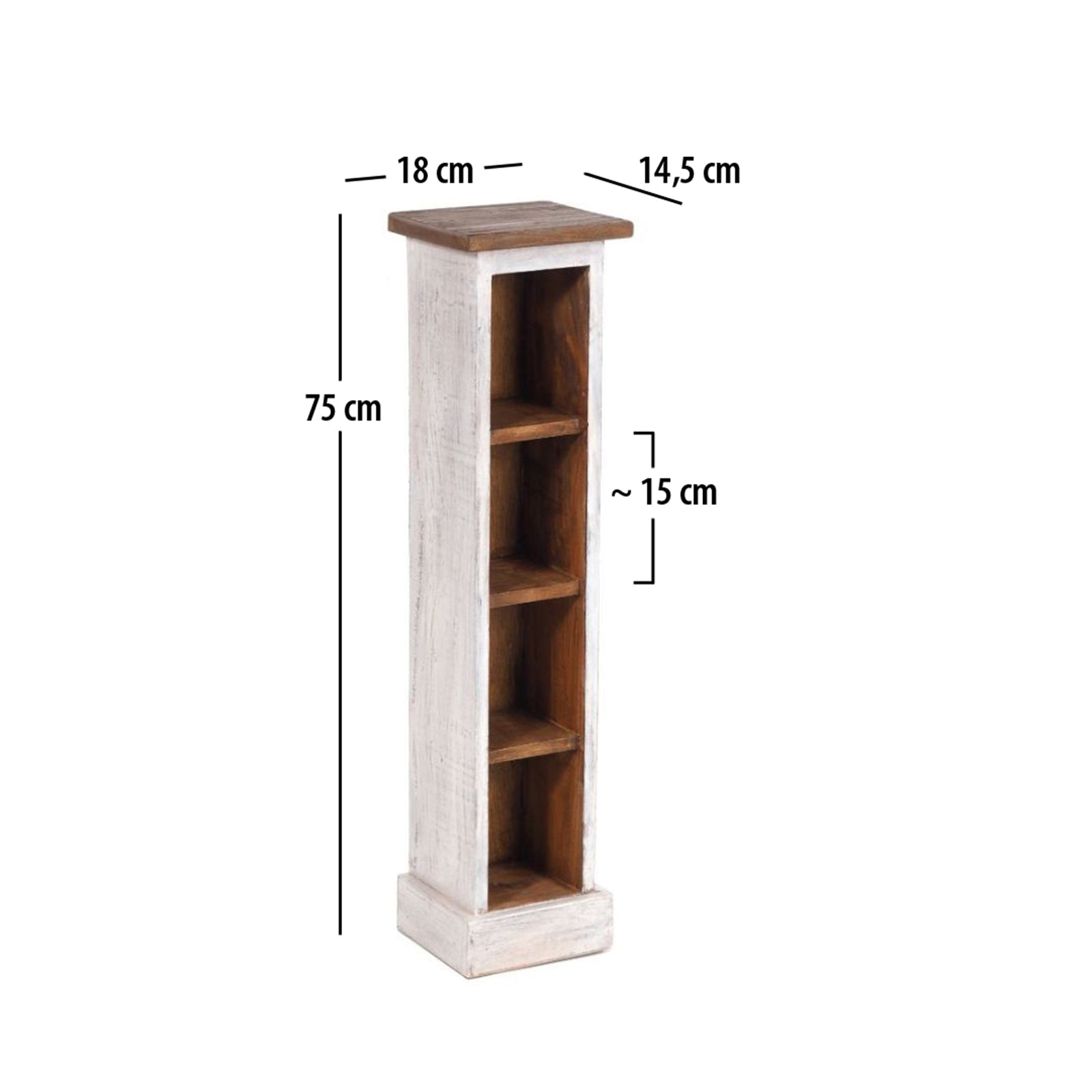 HOLZ CD REGAL TOWER | 75cm, Holzregal, Buch CD Rack mit 4 Fächern