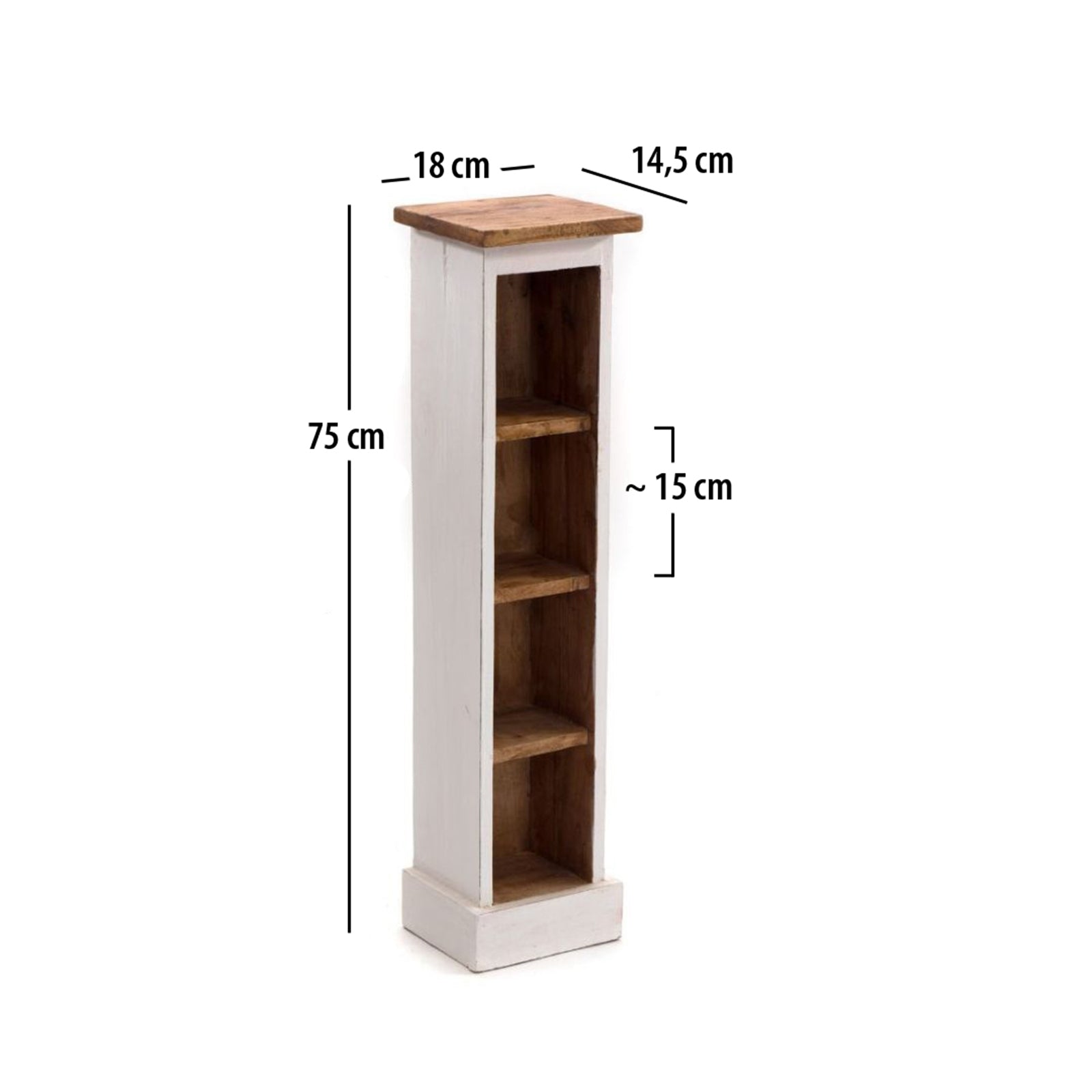 HOLZ CD REGAL TOWER | 75cm, Holzregal, Buch CD Rack mit 4 Fächern