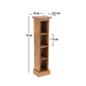 HOLZ CD REGAL TOWER | 75cm, Holzregal, Buch CD Rack mit 4 Fächern