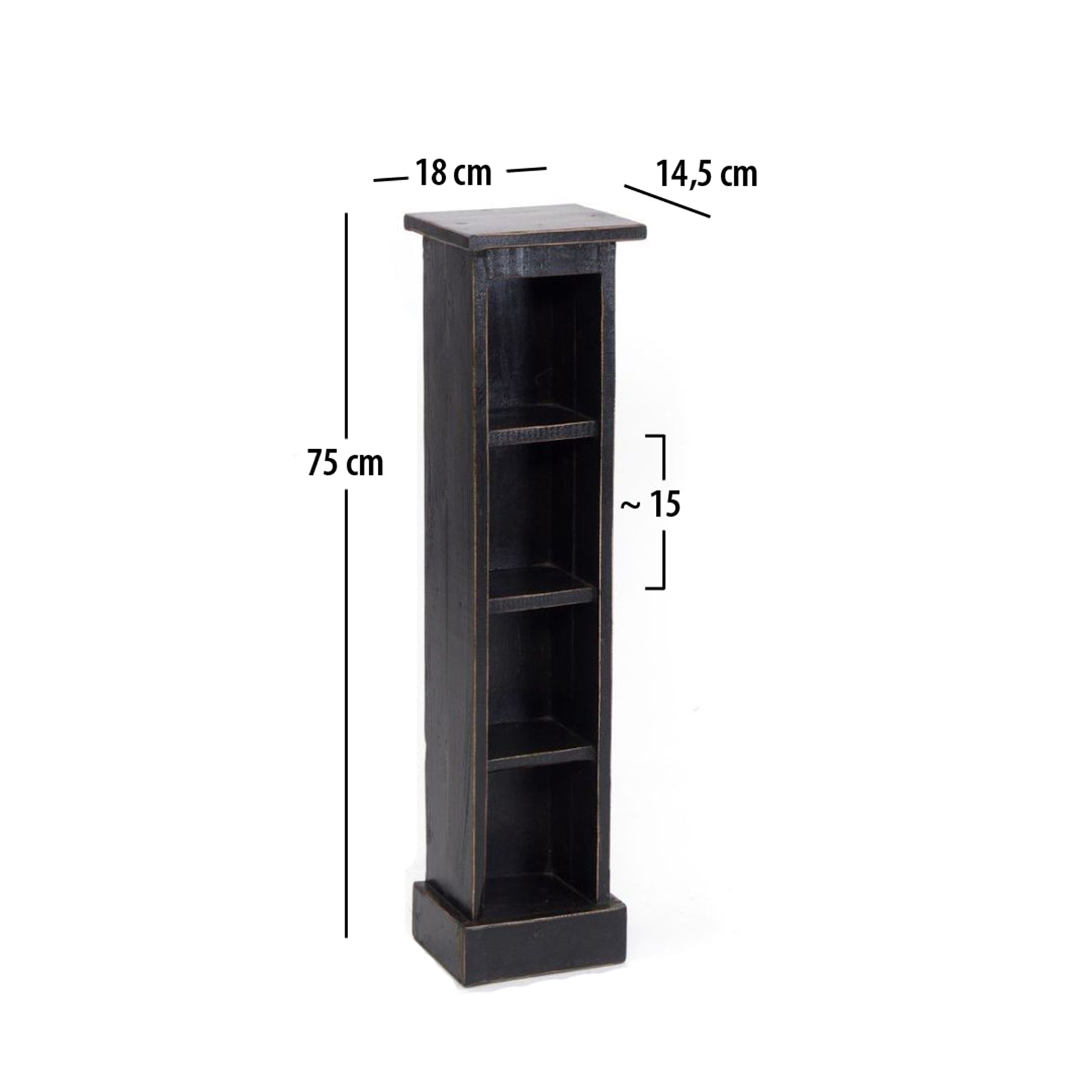 HOLZ CD REGAL TOWER | 75cm, Holzregal, Buch CD Rack mit 4 Fächern