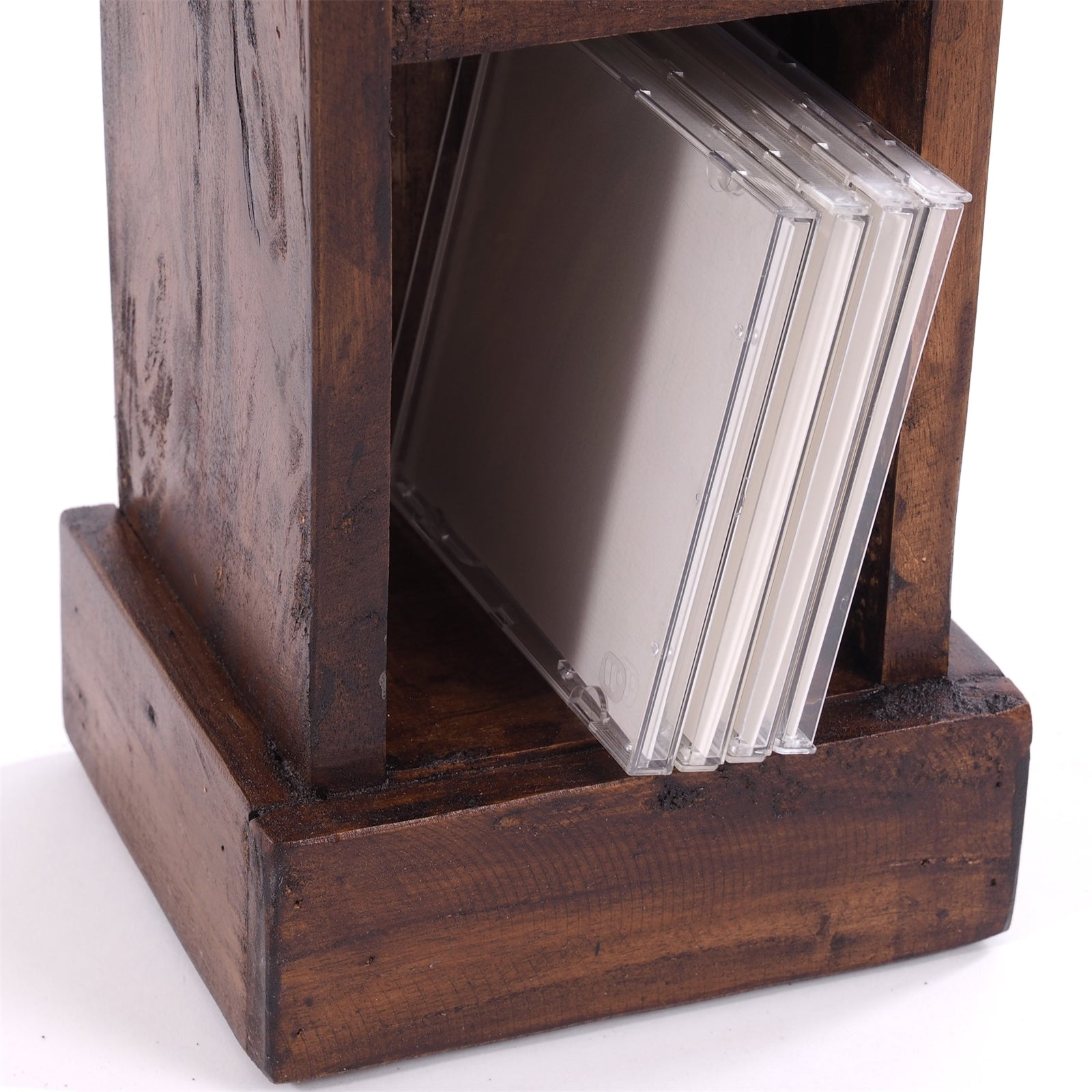 HOLZ CD REGAL TOWER | 75cm, Holzregal, Buch CD Rack mit 4 Fächern