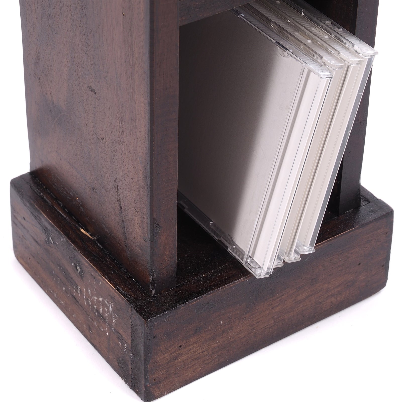 HOLZ CD REGAL TOWER | 75cm, Holzregal, Buch CD Rack mit 4 Fächern