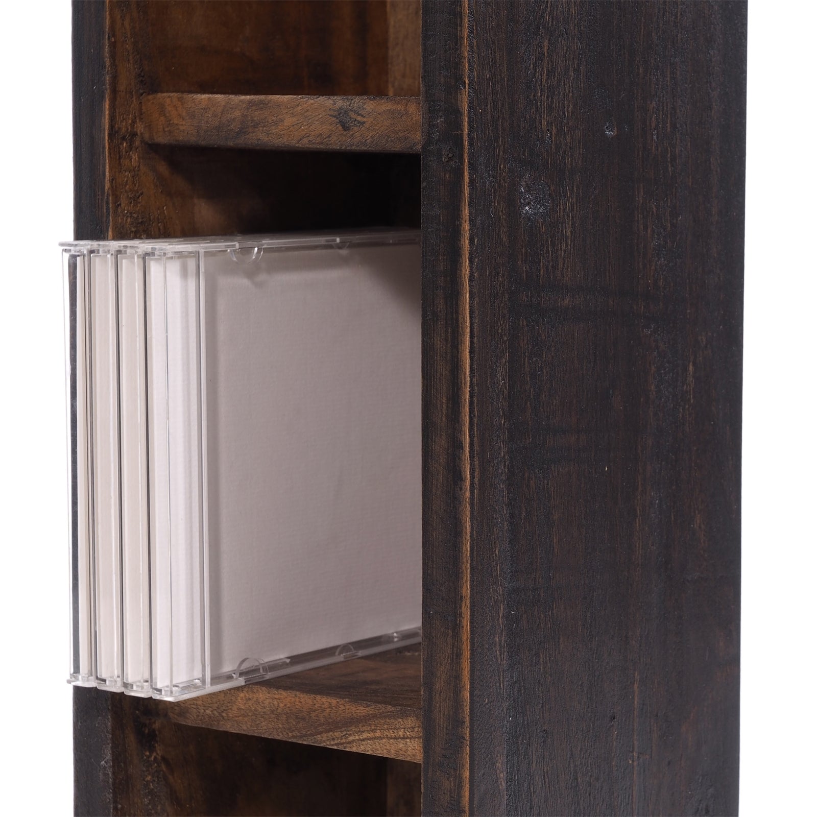 HOLZ CD REGAL TOWER | 75cm, Holzregal, Buch CD Rack mit 4 Fächern