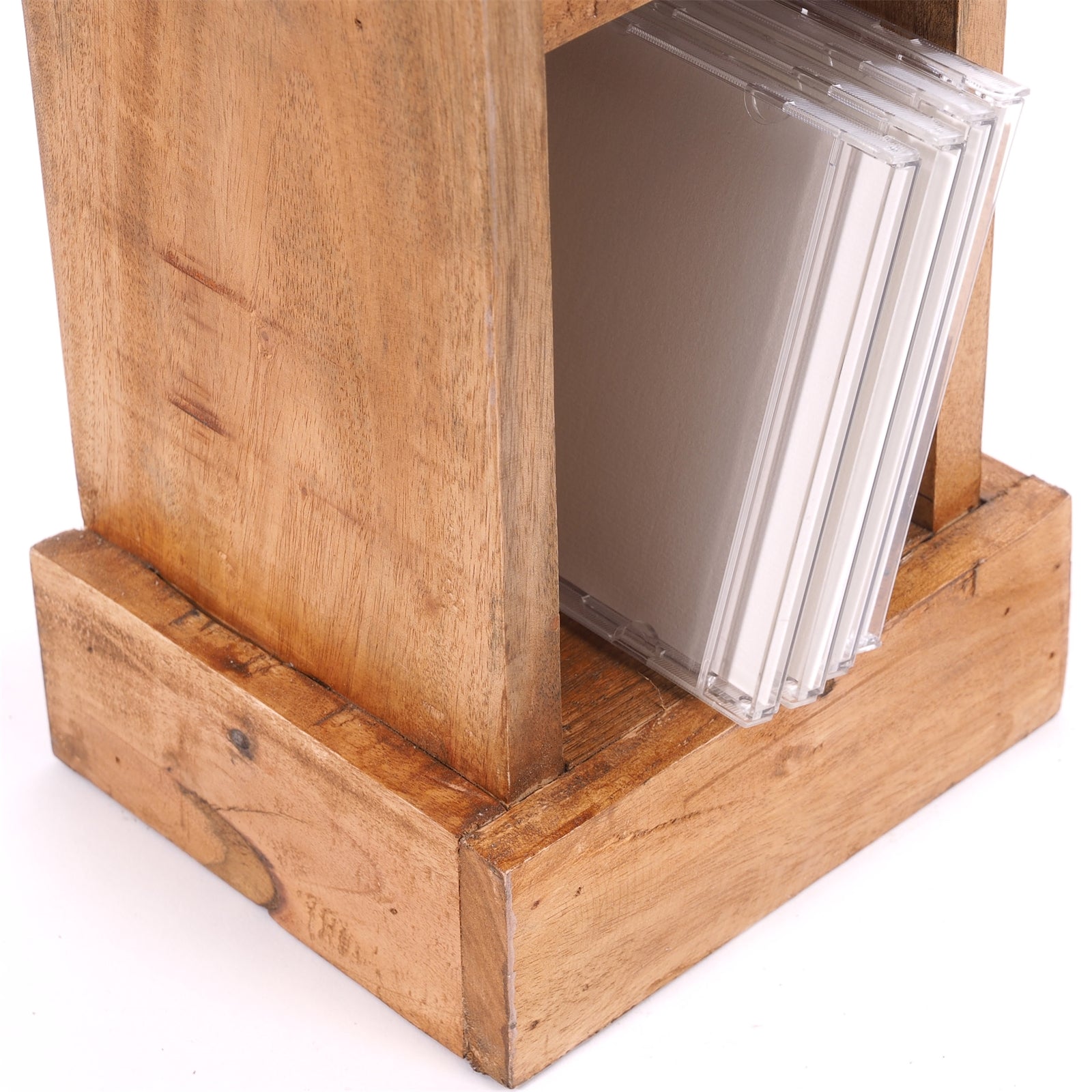 HOLZ CD REGAL TOWER | 75cm, Holzregal, Buch CD Rack mit 4 Fächern