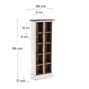 RUSTIKALES CD & BÜCHERREGAL NATURE | 94x36cm(HxB) Holzregal 10 Fächer