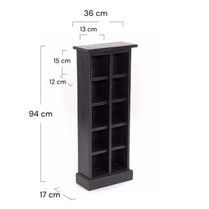 RUSTIKALES CD & BÜCHERREGAL NATURE | 94x36cm(HxB) Holzregal 10 Fächer