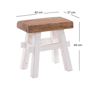 HOLZ HOCKER "VINTAGE 40" | Hartholz, 43x45 cm (HxB) | Sitzhocker | Farbe: 06 weiß-landhaus