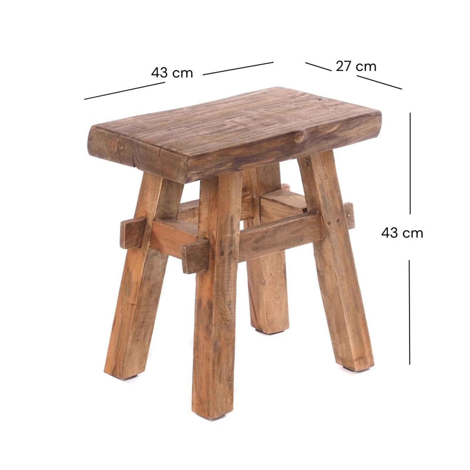 HOLZ HOCKER "VINTAGE 40" | Hartholz, 43x45 cm (HxB) | Sitzhocker