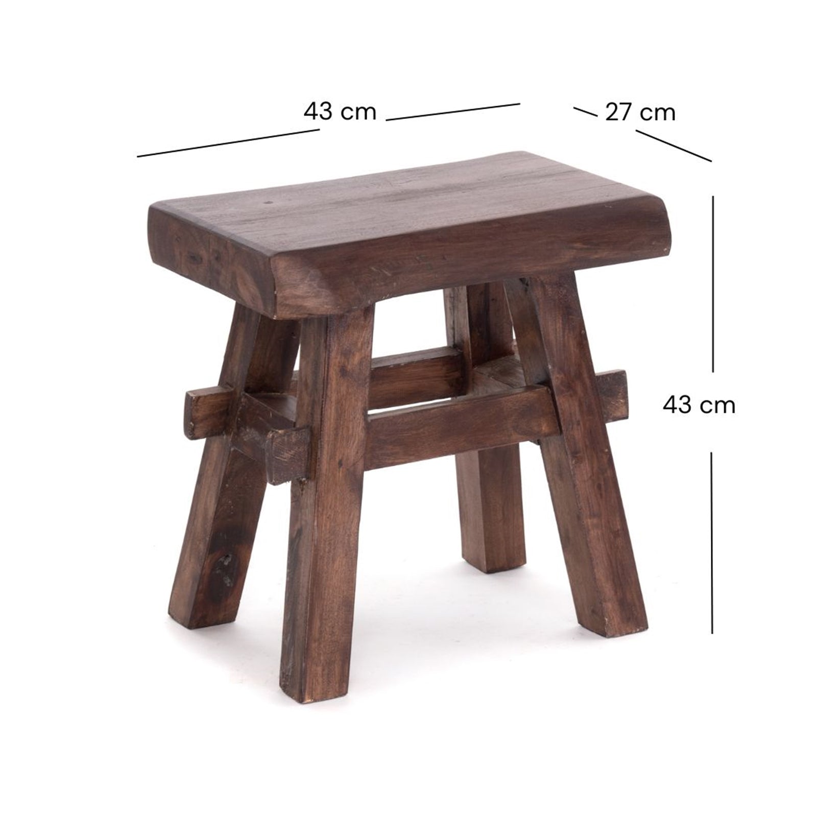 HOLZ HOCKER "VINTAGE 40" | Hartholz, 43x45 cm (HxB) | Sitzhocker