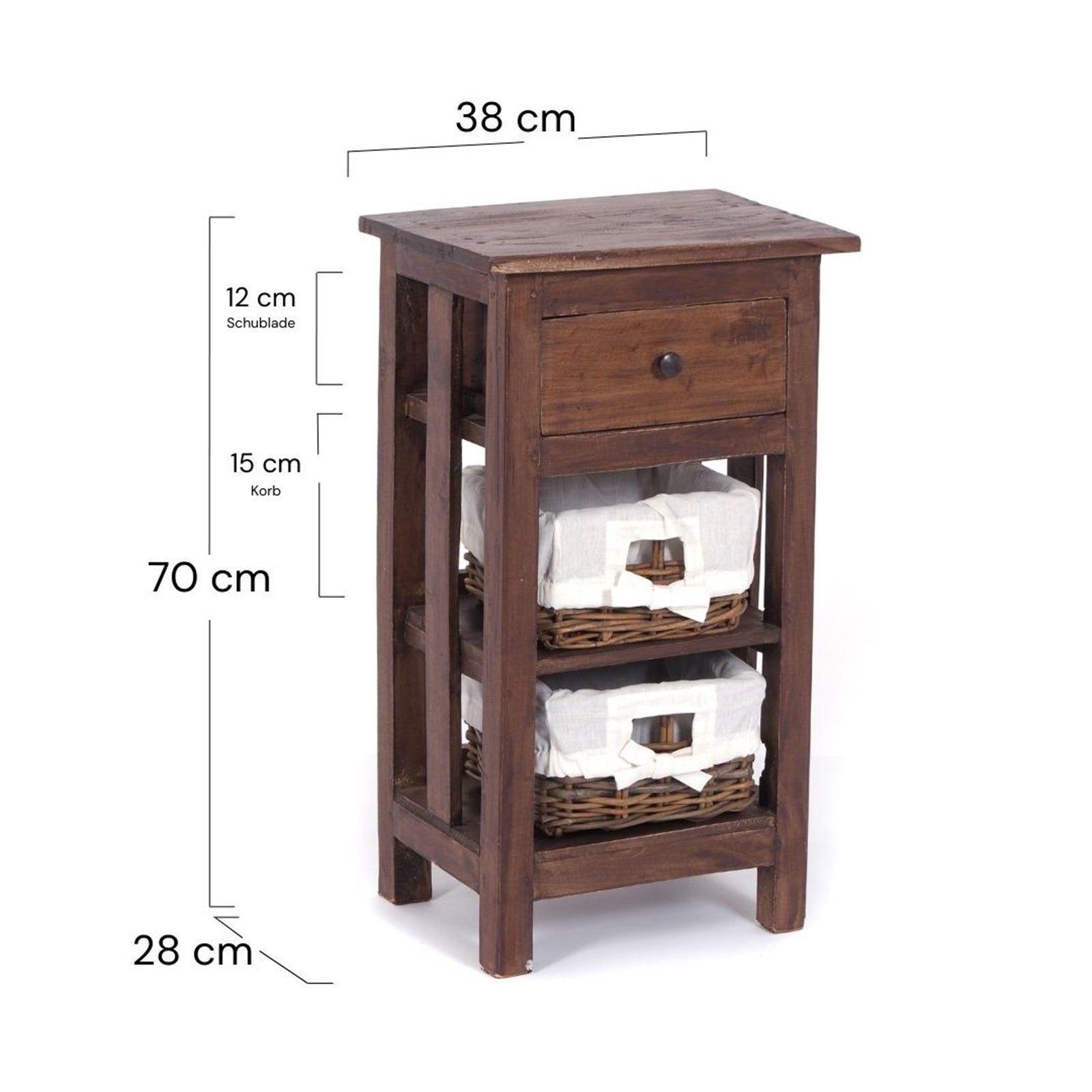 TELEFONTISCH "RATTAN 70" | 70x38x28cm (HxBxT), Mahagoni