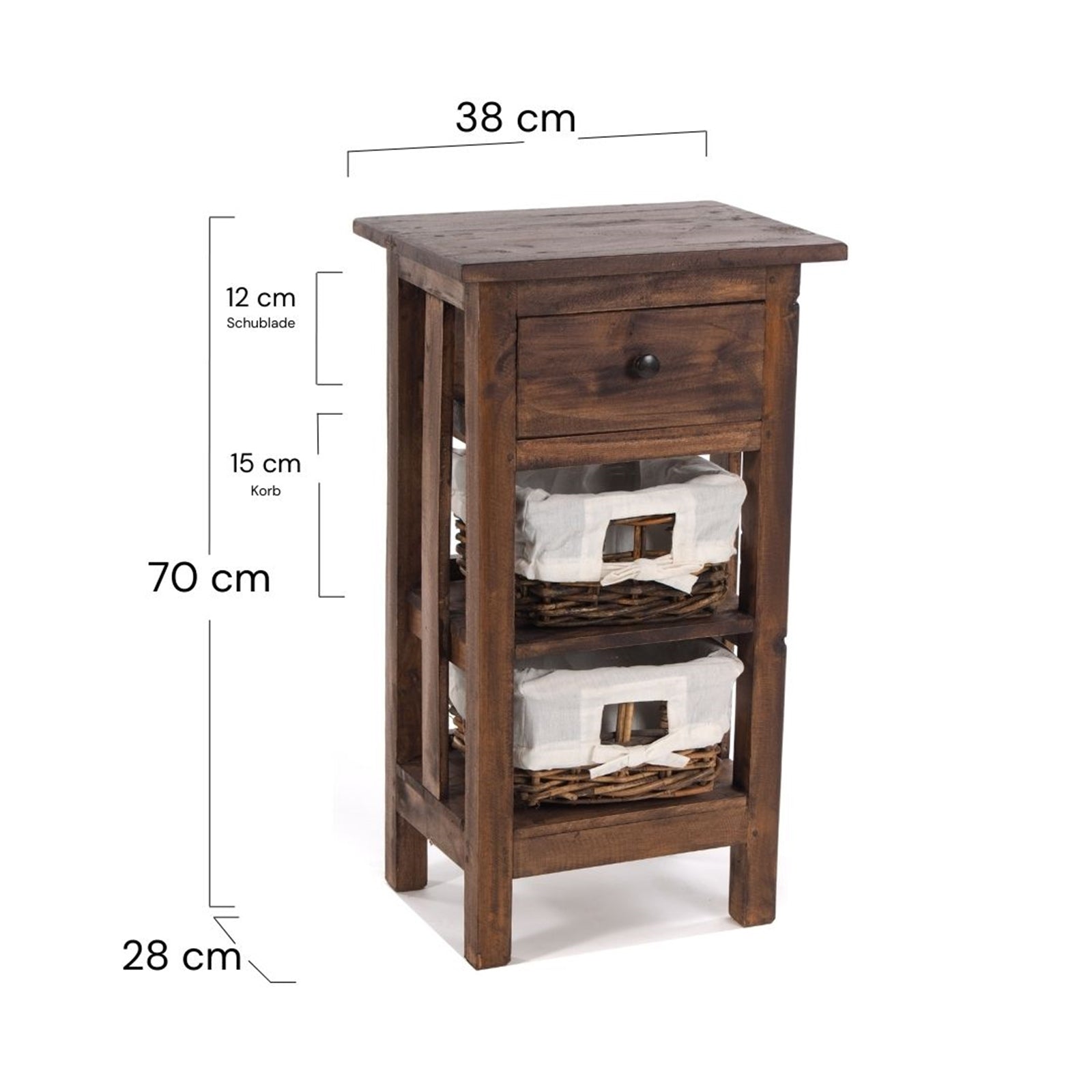 TELEFONTISCH "RATTAN 70" | 70x38x28cm (HxBxT), Mahagoni