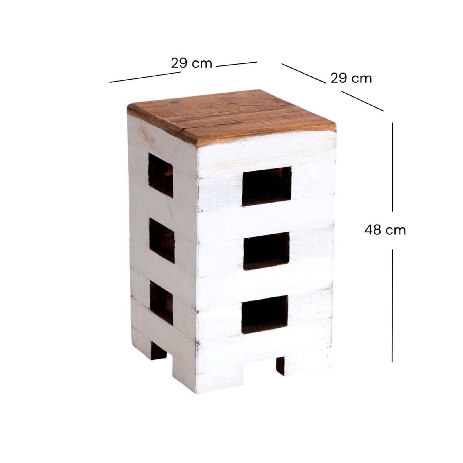 SITZHOCKER "BRICK" | 48x29cm (HxB), Mahagoni | Holzhocker