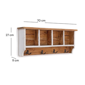 RUSTIKALE WANDGARDEROBE mit Fächern "VINTAGE 70" | 70x27x11cm(BxHxT)