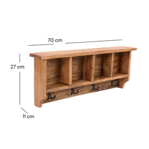 RUSTIKALE WANDGARDEROBE mit Fächern "VINTAGE 70" | 70x27x11cm(BxHxT)