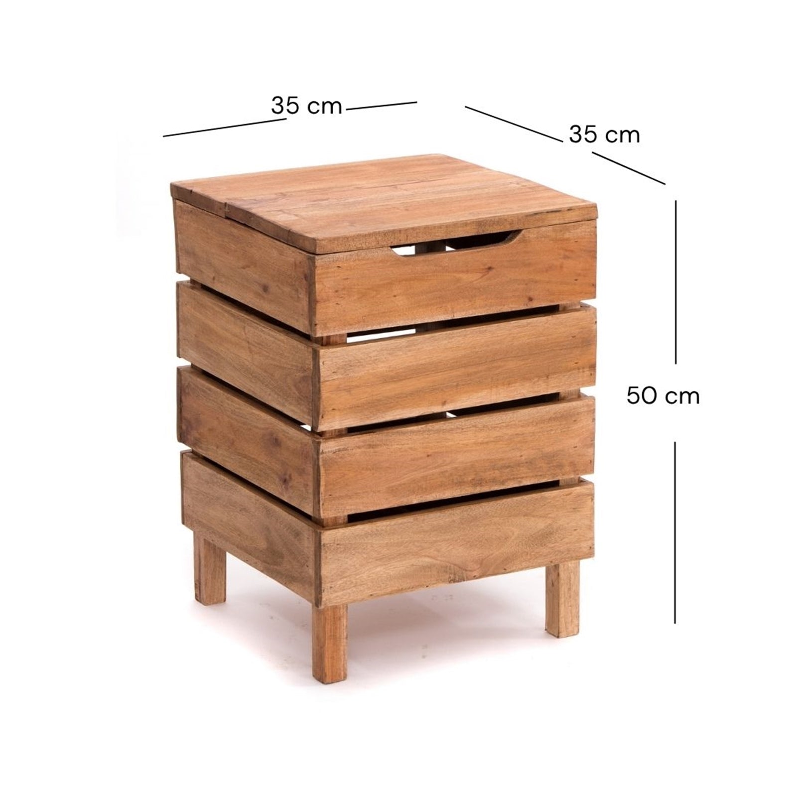 HOCKER "STORAGE 50" | 50x35cm (HxB), Altholz | Wäschebox