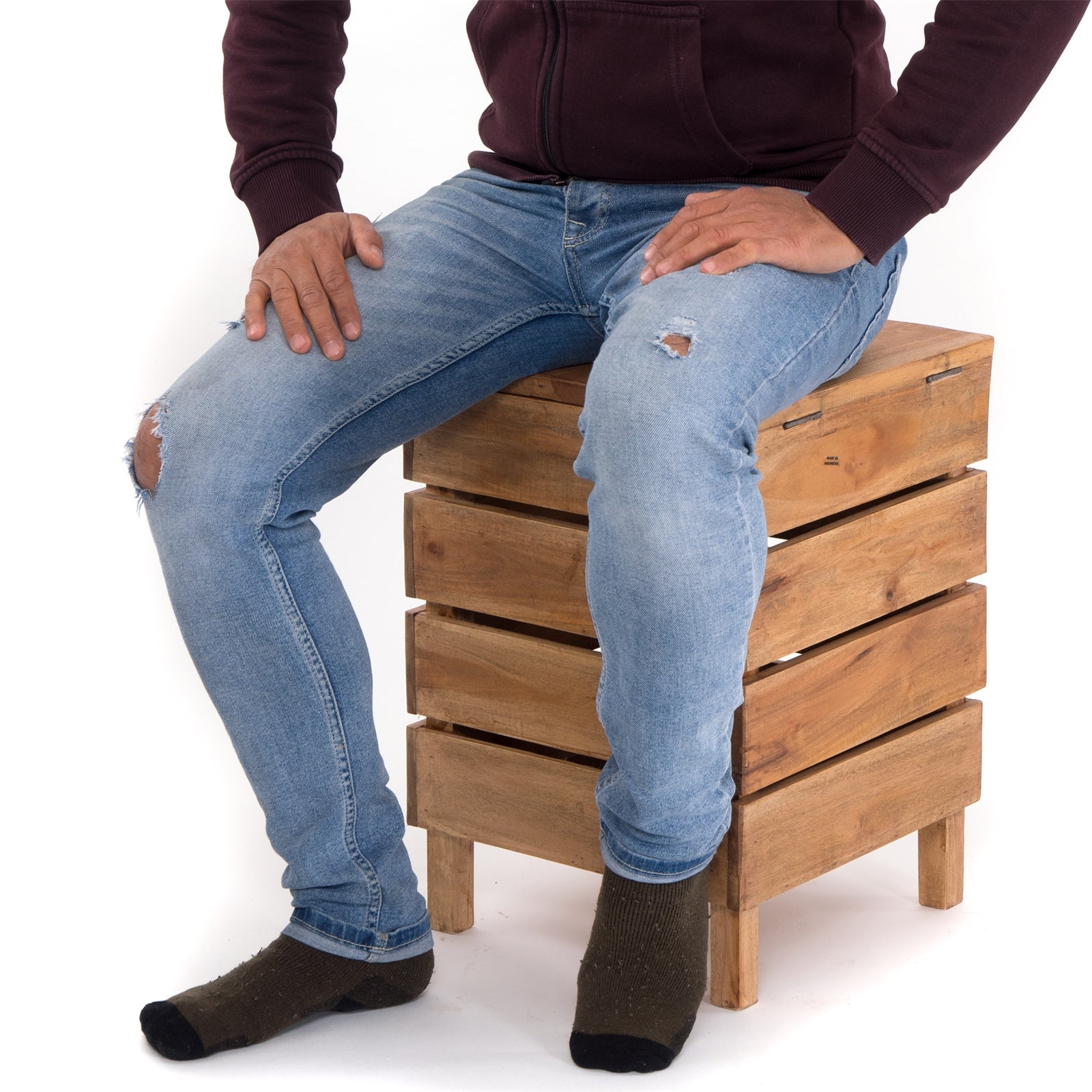 HOCKER "STORAGE 50" | 50x35cm (HxB), Altholz | Wäschebox