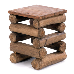 HOCKER "BLOCK 38" | 30x30x39cm (BxTxH), Altholz Teak | Sitzhocker