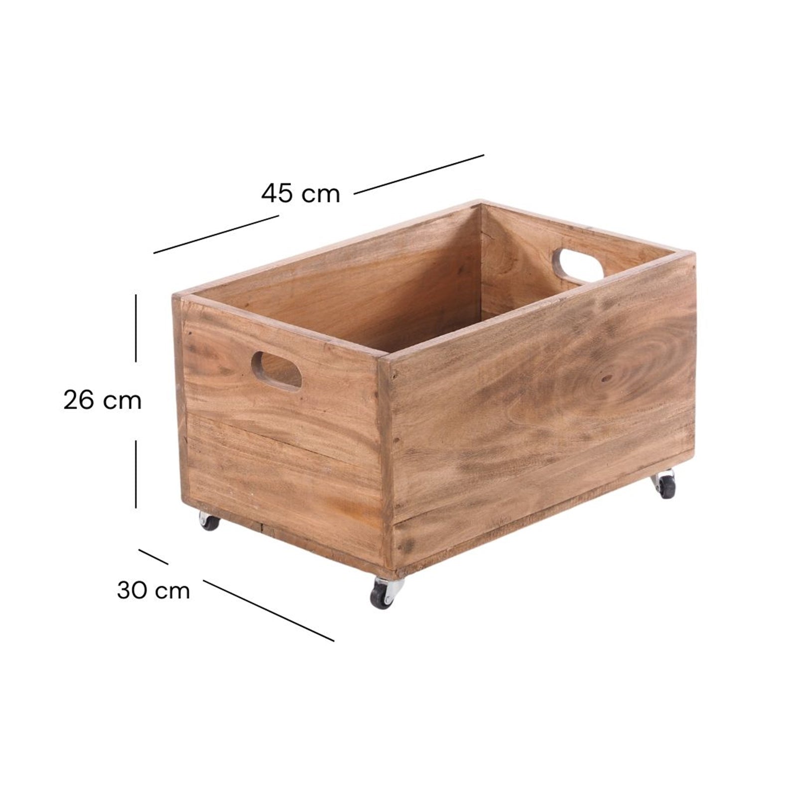 ROLLBARE HOLZKISTE "BOX" | 26x45x30 cm, Massivholz | Aufbewahrung