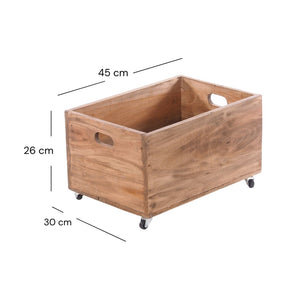 ROLLBARE HOLZKISTE "BOX" | 26x45x30 cm, Massivholz | Aufbewahrung