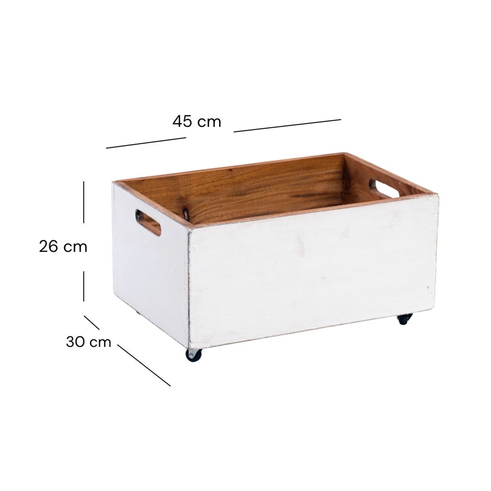 ROLLBARE HOLZKISTE "BOX" | 26x45x30 cm, Massivholz | Aufbewahrung