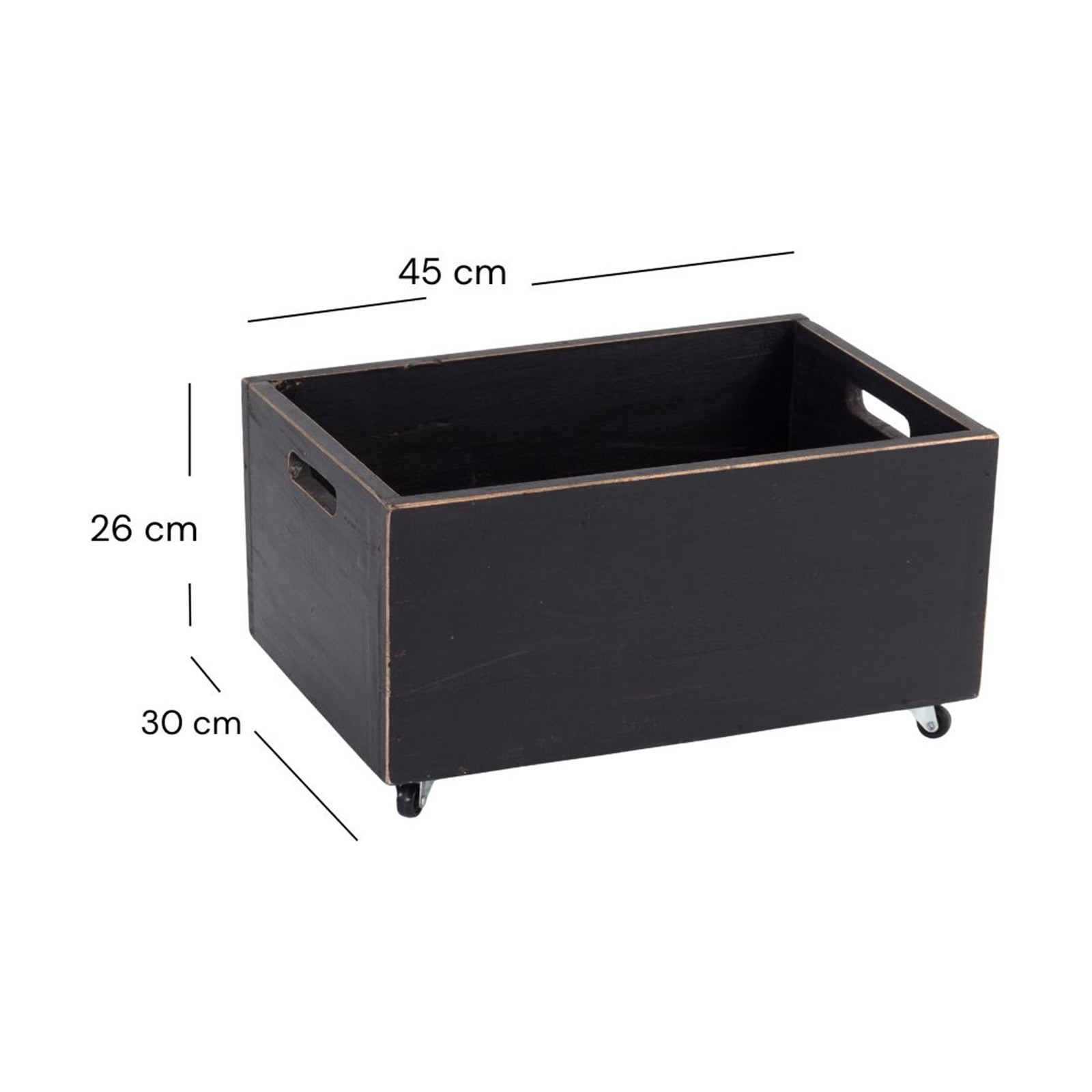 ROLLBARE HOLZKISTE "BOX" | 26x45x30 cm, Massivholz | Aufbewahrung