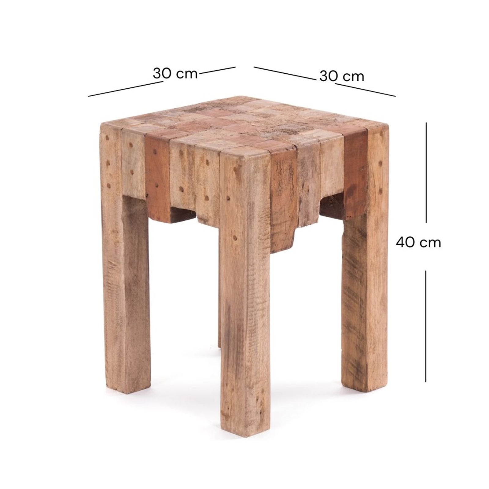HOCKER "NATURA" | Altholz, 40x30x30 cm (HxBxT) | Holzhocker