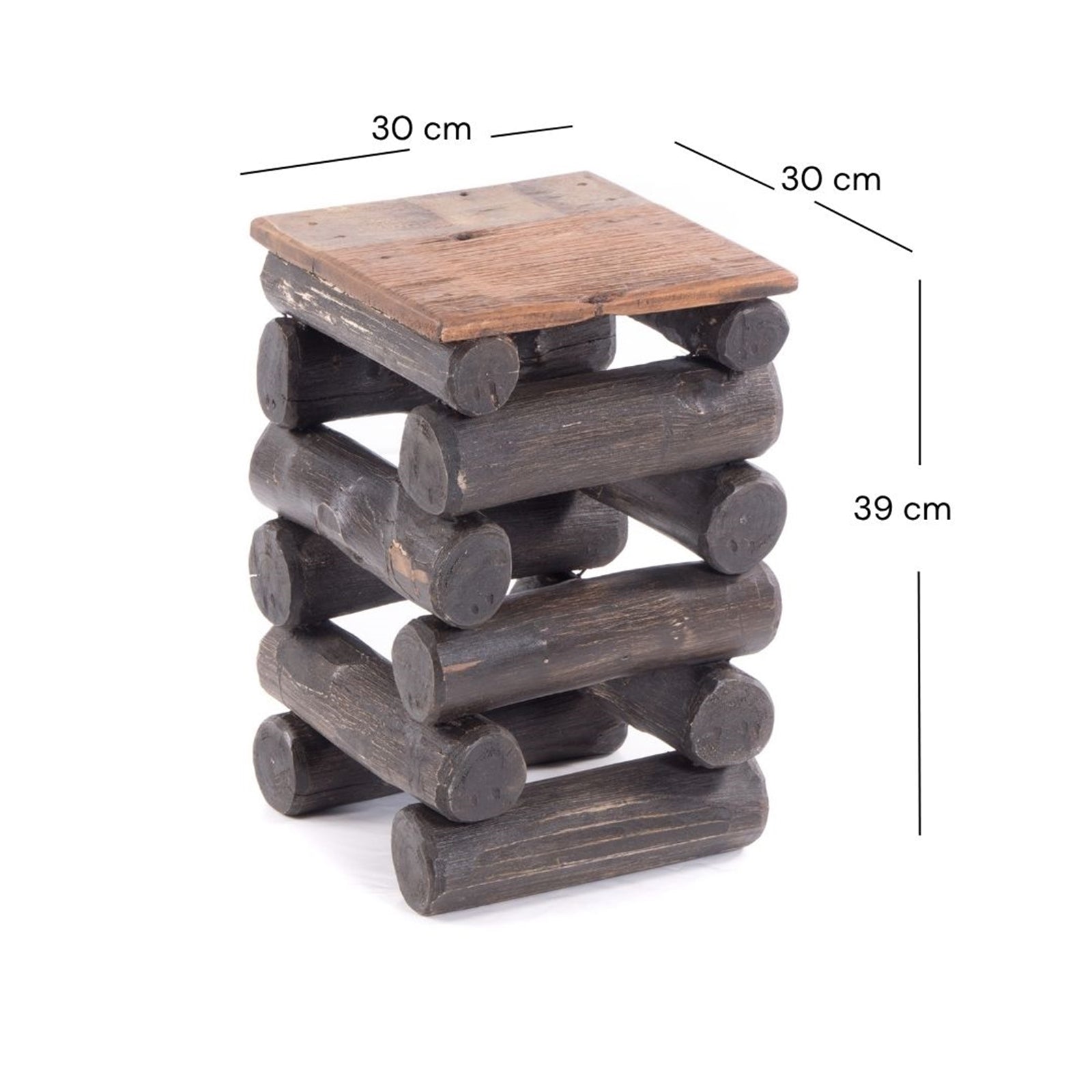 HOCKER "BLOCK 38" | 30x30x39cm (BxTxH), Altholz Teak | Sitzhocker