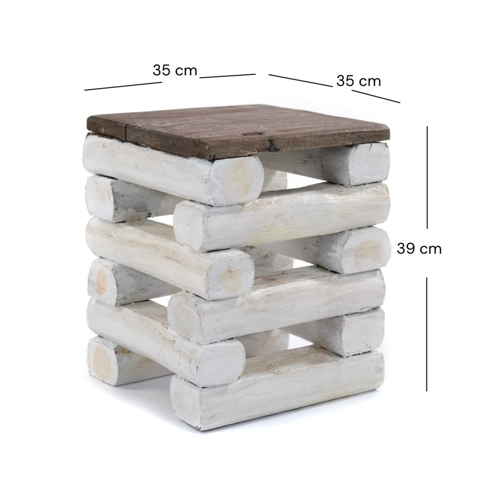 HOCKER "BLOCK 38" | 30x30x39cm (BxTxH), Altholz Teak | Sitzhocker
