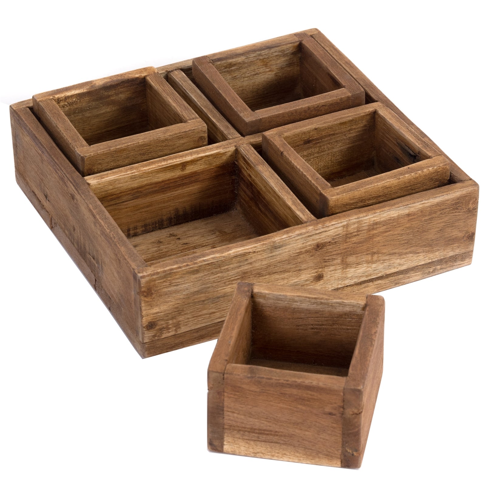 KISTEN SET "CUBO II" | Teak / Mahagoni | erweiterbares Set