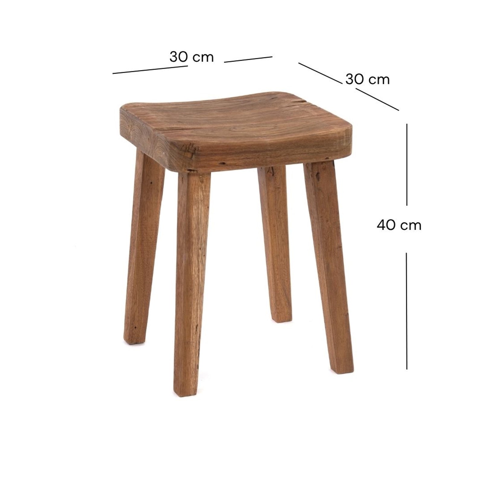 HOLZHOCKER "LUPO" | 40x30 cm (HxB), Teak / Mahagoni | Sitzhocker
