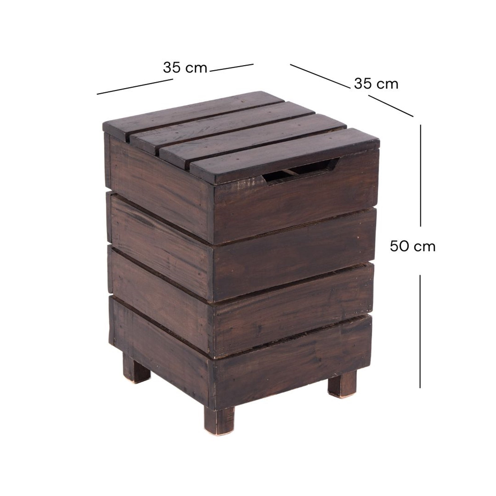 HOCKER "STORAGE 50" | 50x35cm (HxB), Altholz | Wäschebox