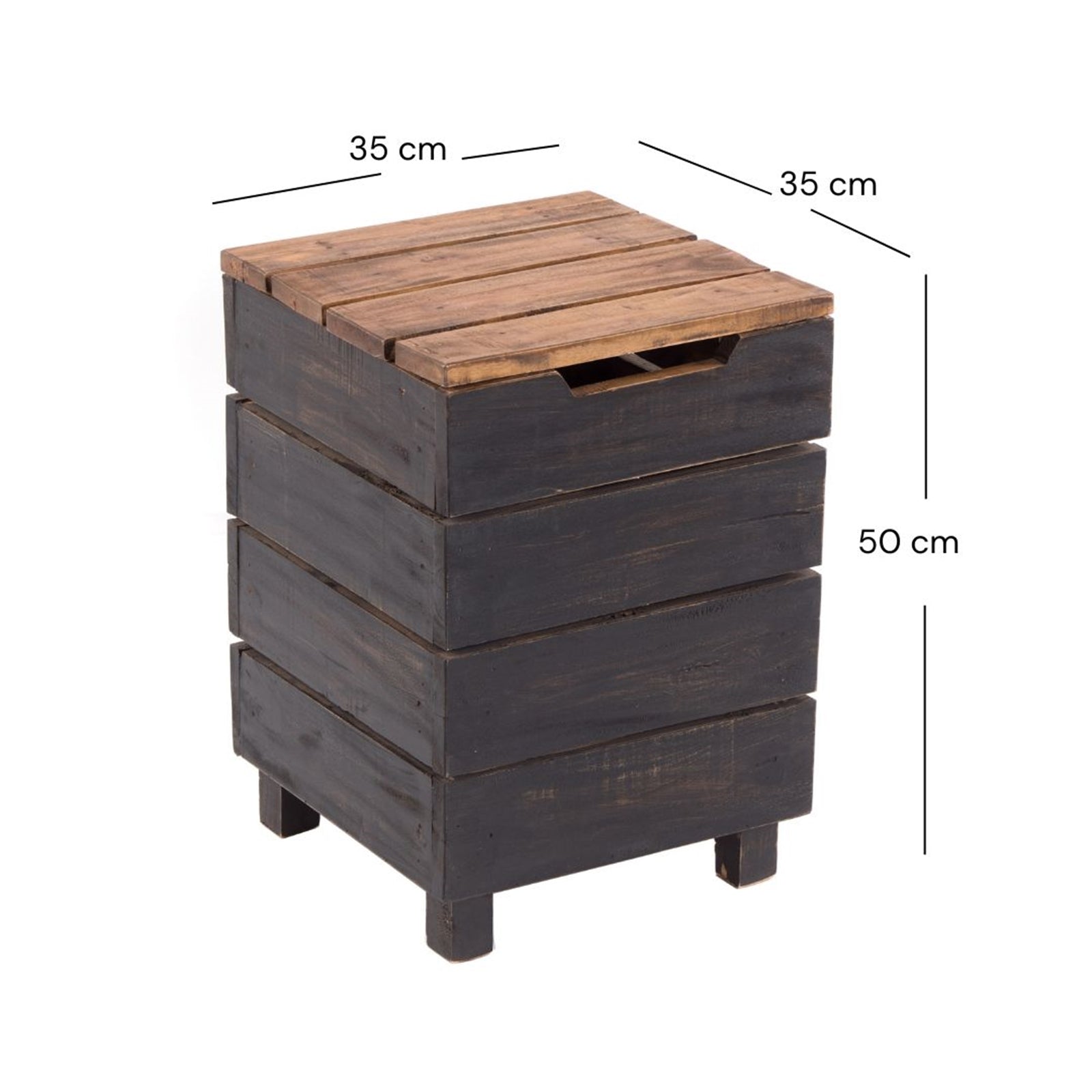 HOCKER "STORAGE 50" | 50x35cm (HxB), Altholz | Wäschebox