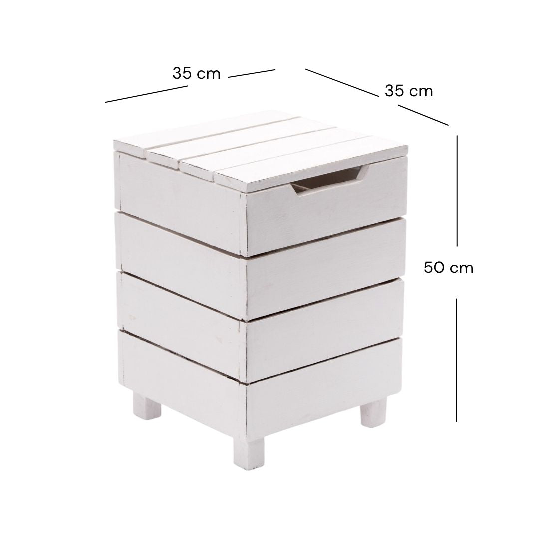 HOCKER "STORAGE 50" | 50x35cm (HxB), Altholz | Wäschebox  | Farbe: 06 weiß-landhaus