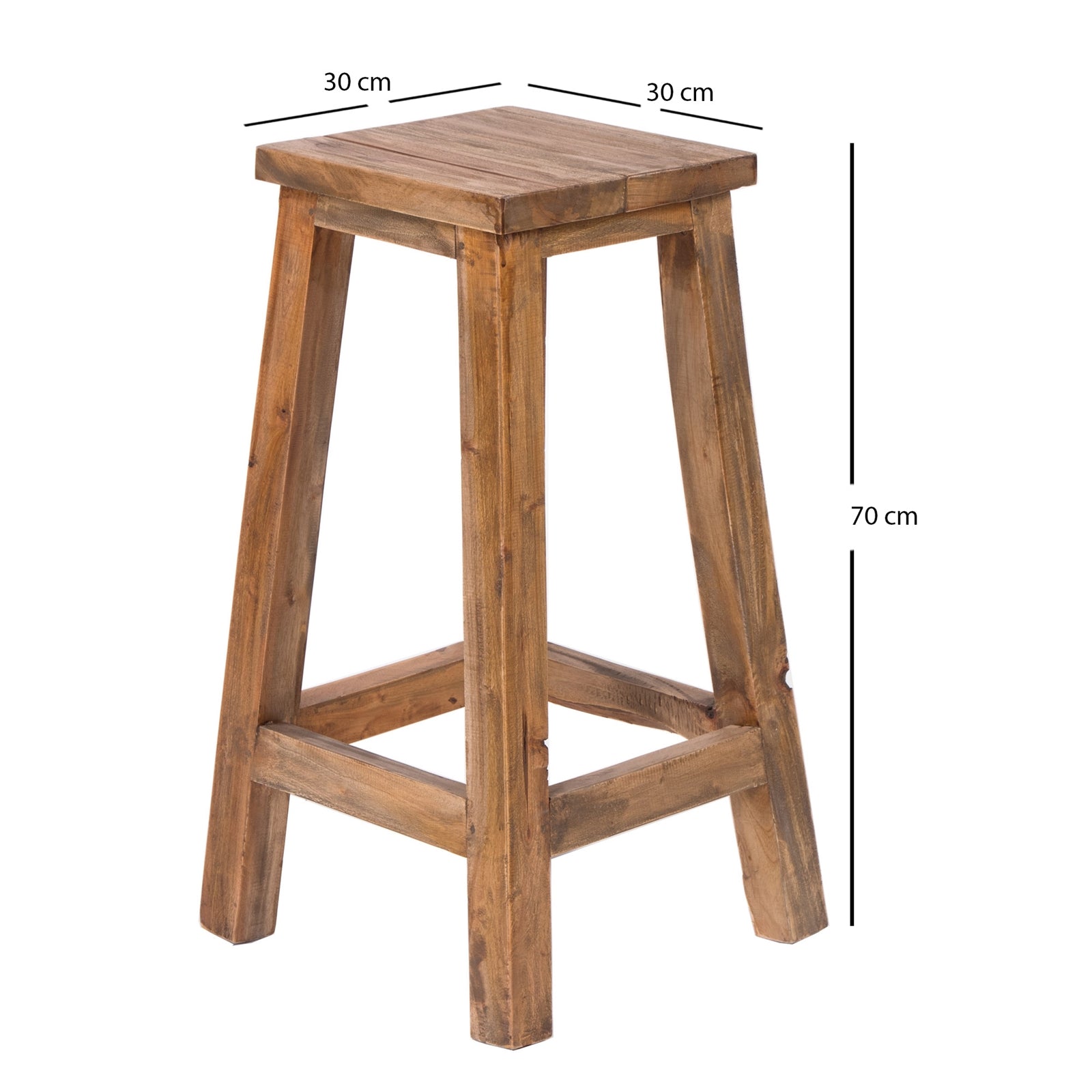 BARHOCKER "NIPPO" | 70x35 cm (HxB), Massivholz | Holz Sitzhocker