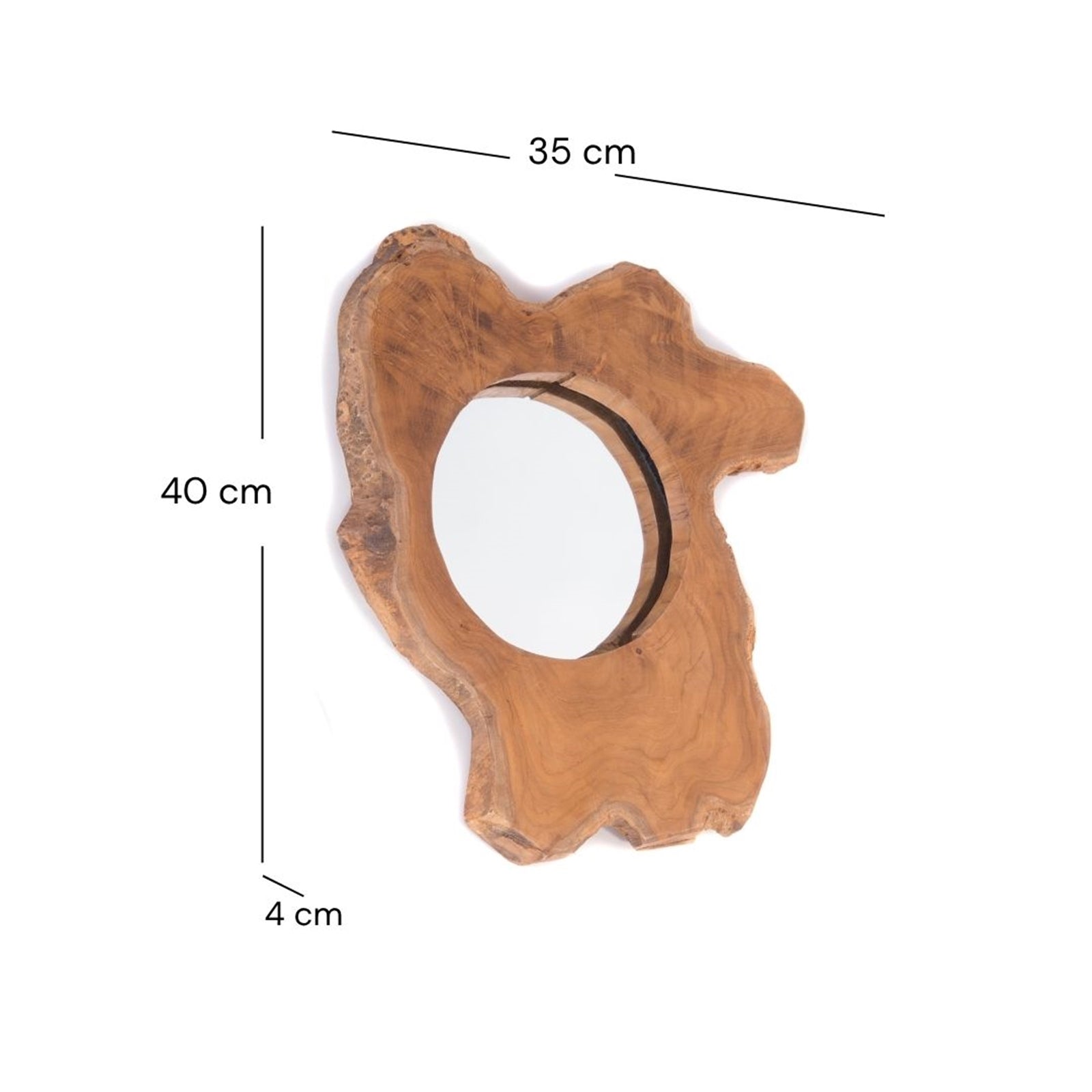 WANDSPIEGEL "TIKO" | 40 cm, Teakholz | Wurzelholz Spiegel