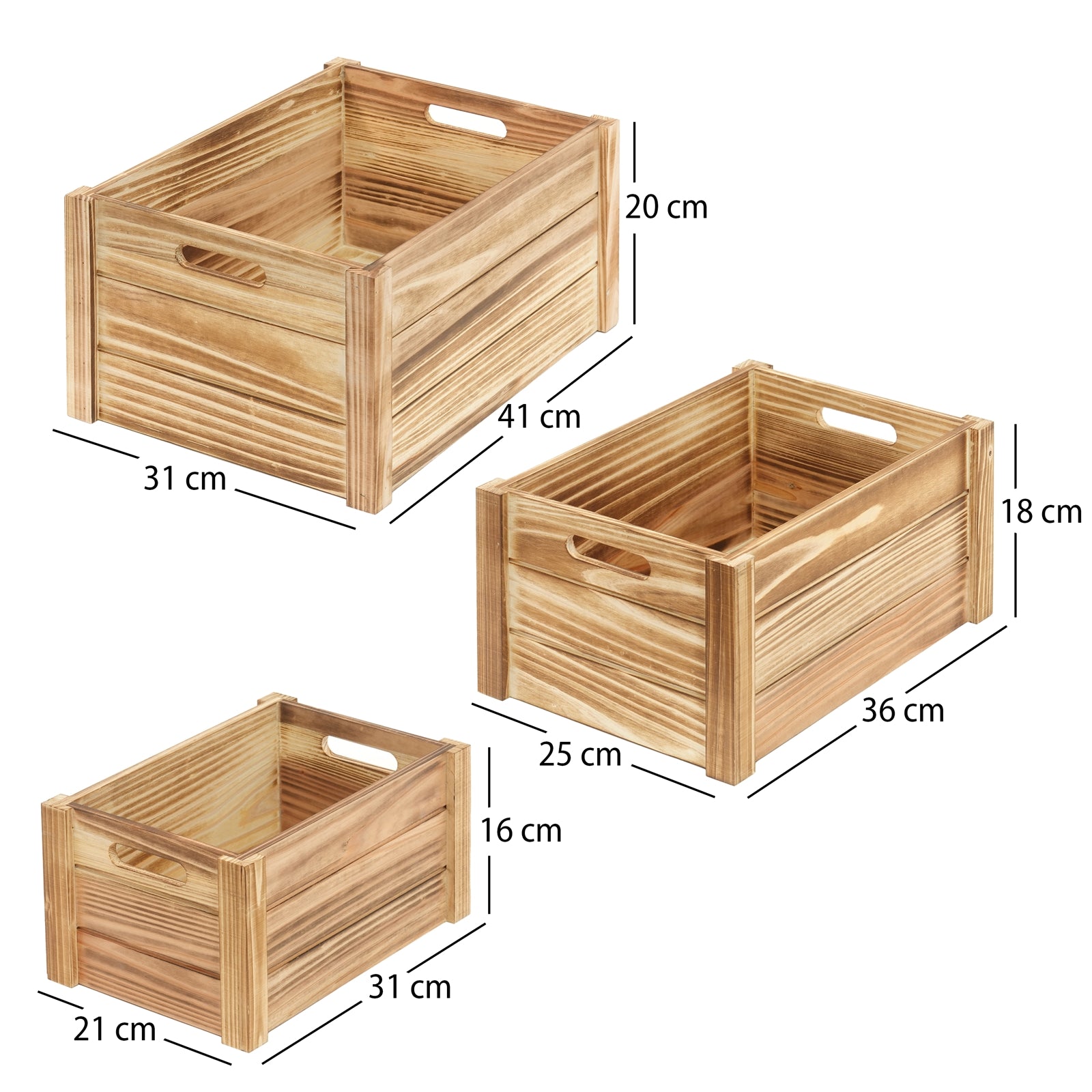 HOLZKISTEN SET "PURA" | natur, 3-teilig | Dekokisten Set