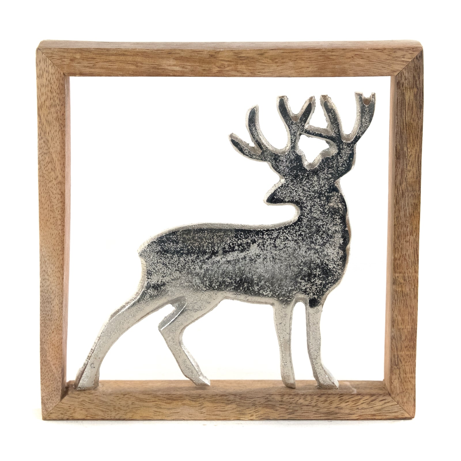 METALL WANDBILD | 20 cm, Metall, Mangoholz | Wanddeko