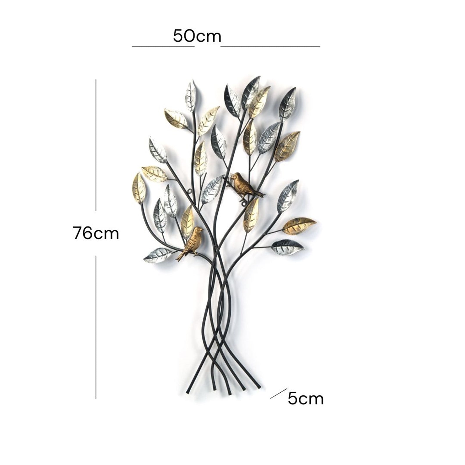 WAND DEKO "BAUM MIT VÖGELN" | Metall, 76 cm | Metall Wandskulptur