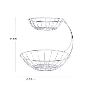 DOPPEL OBSTKORB "STAGE" | Eisen verchromt | Etagere