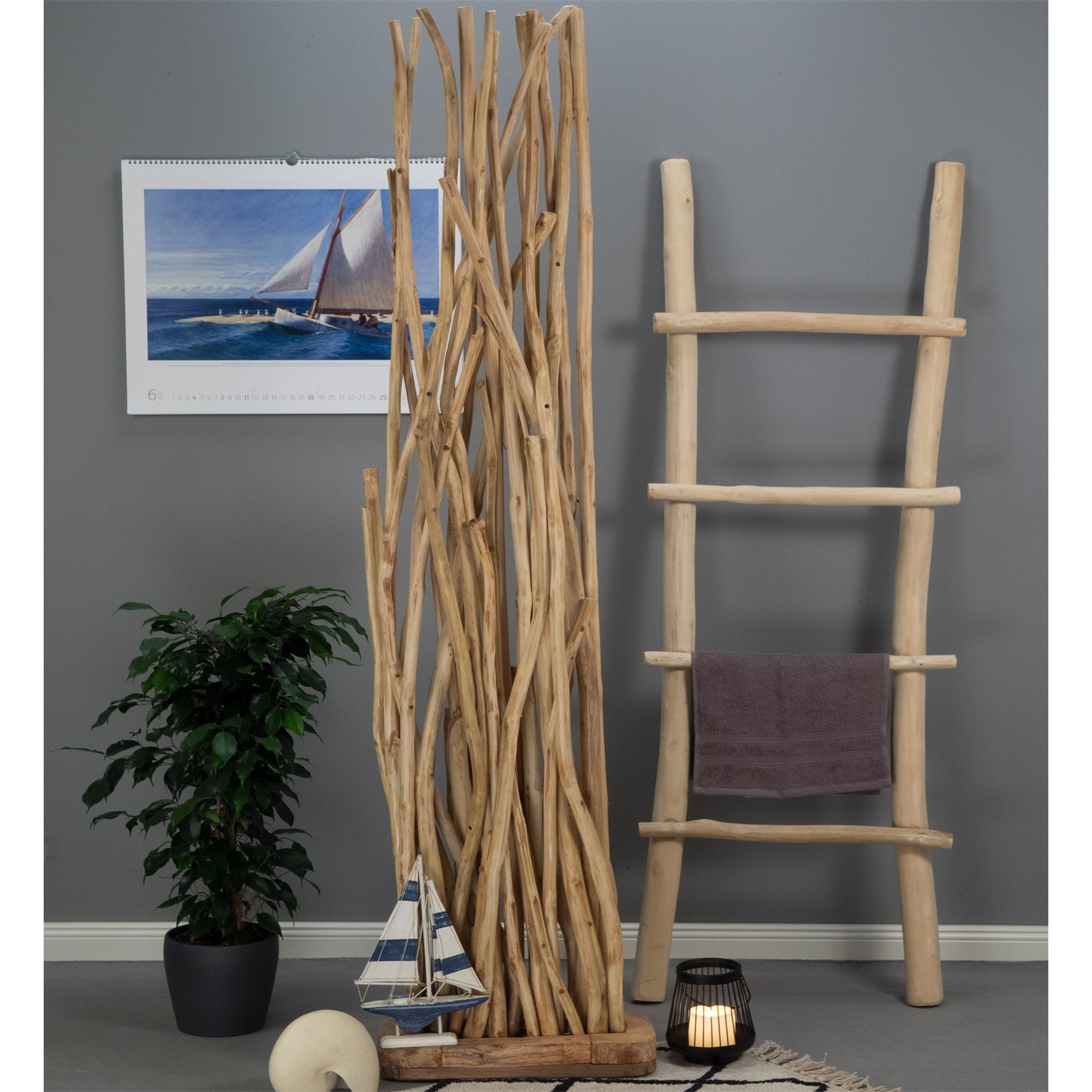 ZWEIGE RAUMTEILER "BOTANIC" | Teak Holz, 170 cm | Äste Paravent