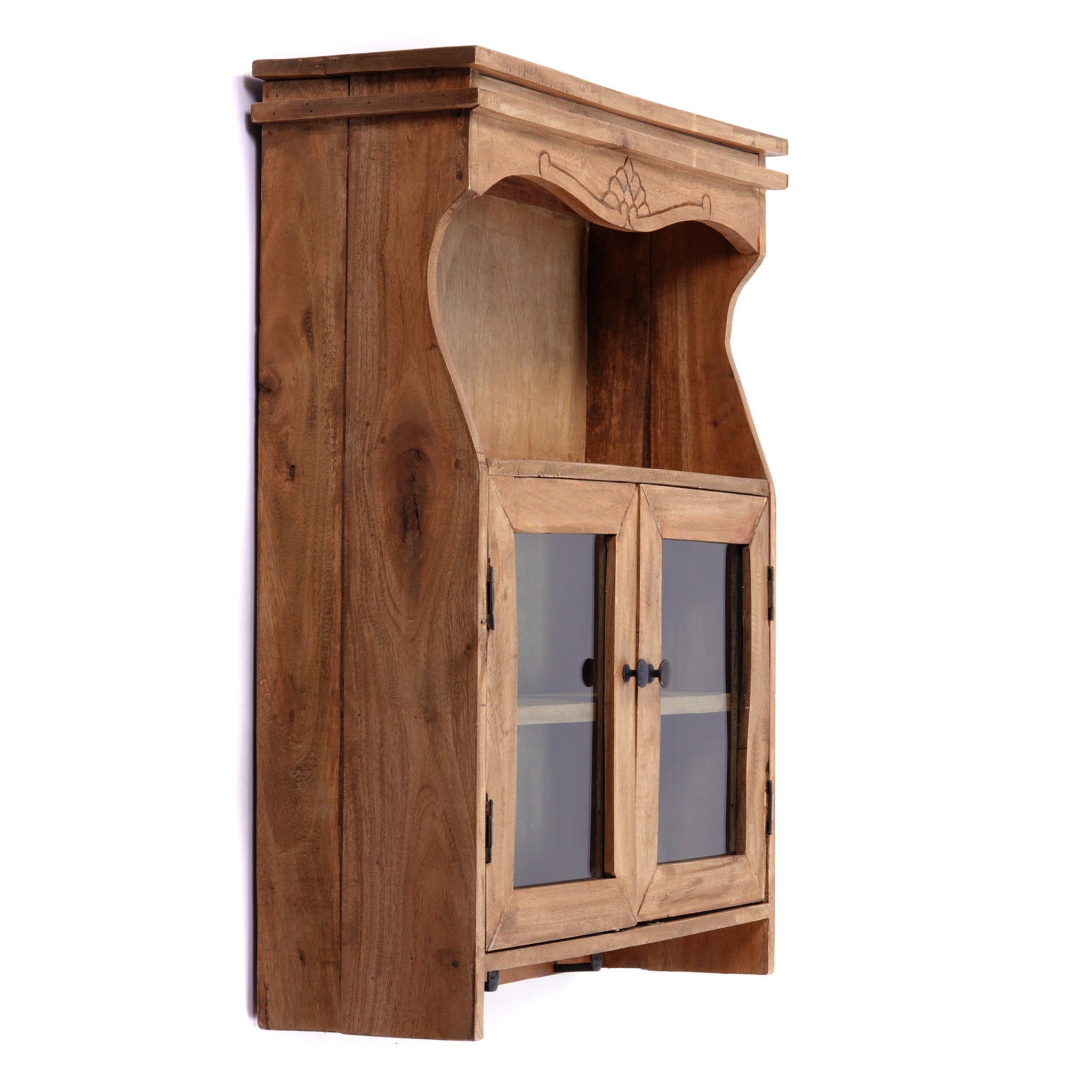 WANDSCHRANK "RIBERA" | mit Glastüren, 73 cm | Holz Wandregal