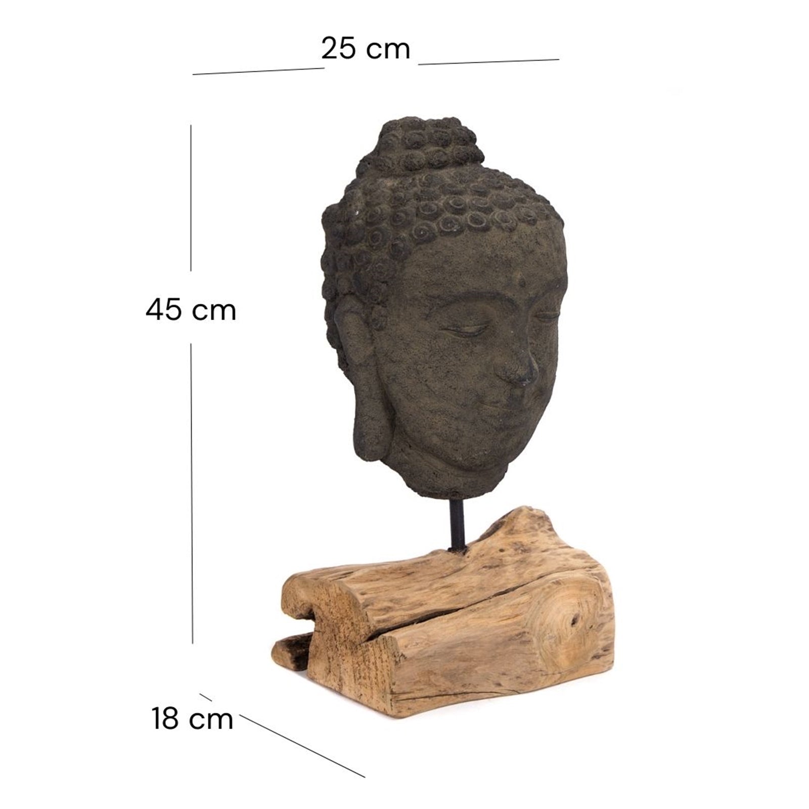 SKULPTUR "BUDDHA" | 45 cm, Beton | Buddha-Kopf, Buddha Deko Objekt