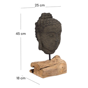 SKULPTUR "BUDDHA" | 45 cm, Beton | Buddha-Kopf, Buddha Deko Objekt