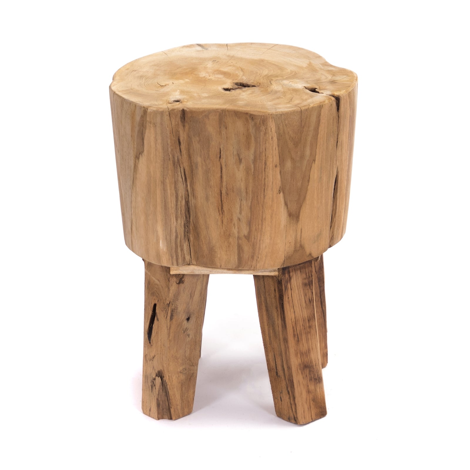 RUNDER BAUMSTAMM HOCKER "TRUNK" | Teak, 40 cm | Holz Schemel