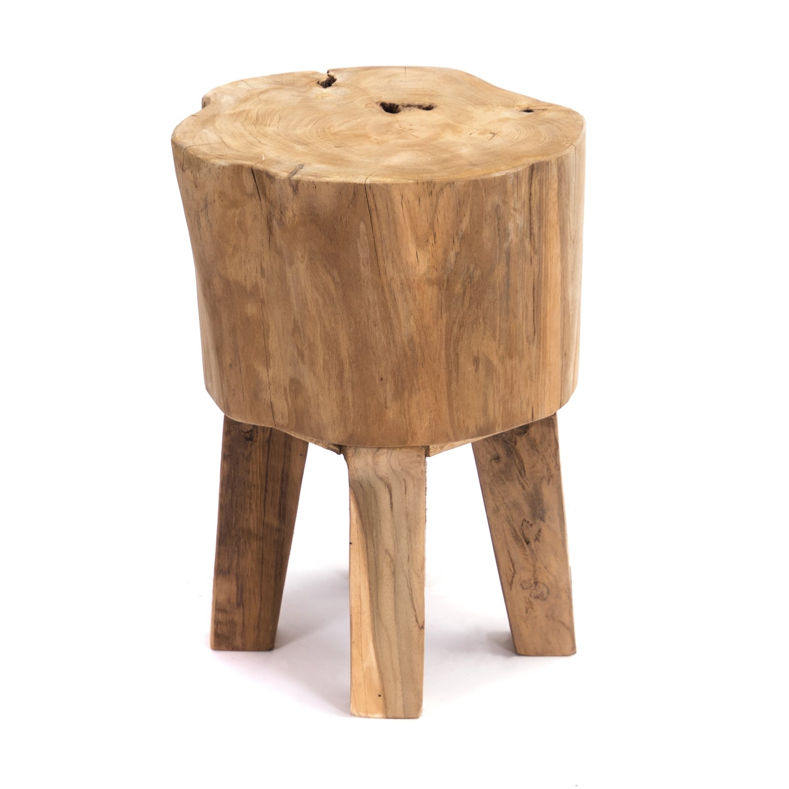 RUNDER BAUMSTAMM HOCKER "TRUNK" | Teak, 40 cm | Holz Schemel